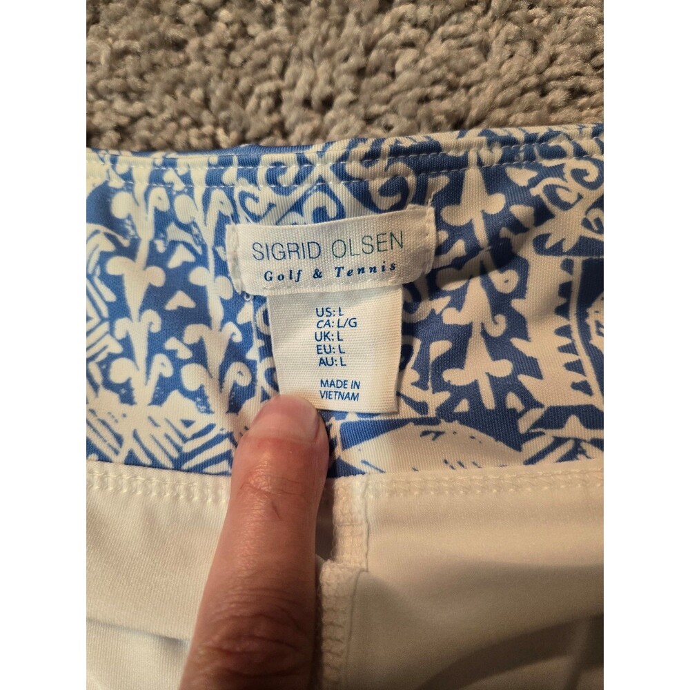 Sigrid Olsen Skort Skirt Blue White UPF-50 Pockets Golf Tennis size Large - Picture 3 of 7